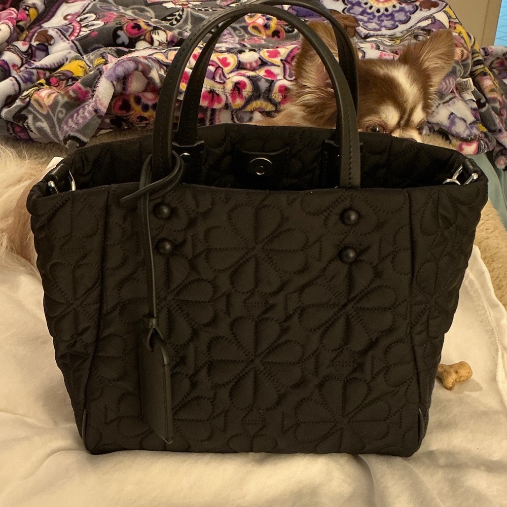 kate spade Black Quilted Floral Tote